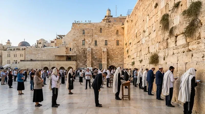 הכותל המערבי בשעת תפילה
